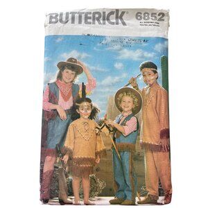 80s Butterick 6852 Childrens Costume Sewing Pattern All Sizes Native Cowboy CUT